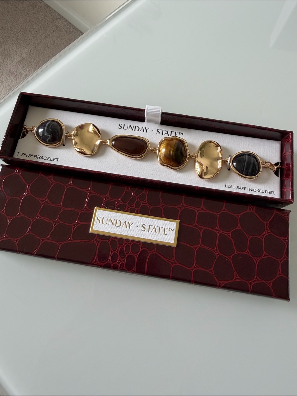 Sunday State Gold black brown stone accent Bracelet